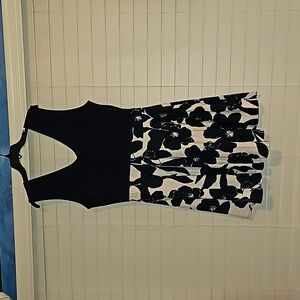 Women's Navy Floral Flare Mini Dress